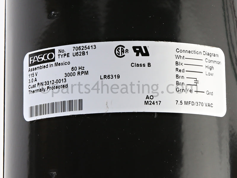 Rbi Blower, Fasco 7062 - Part Number: 12-0013