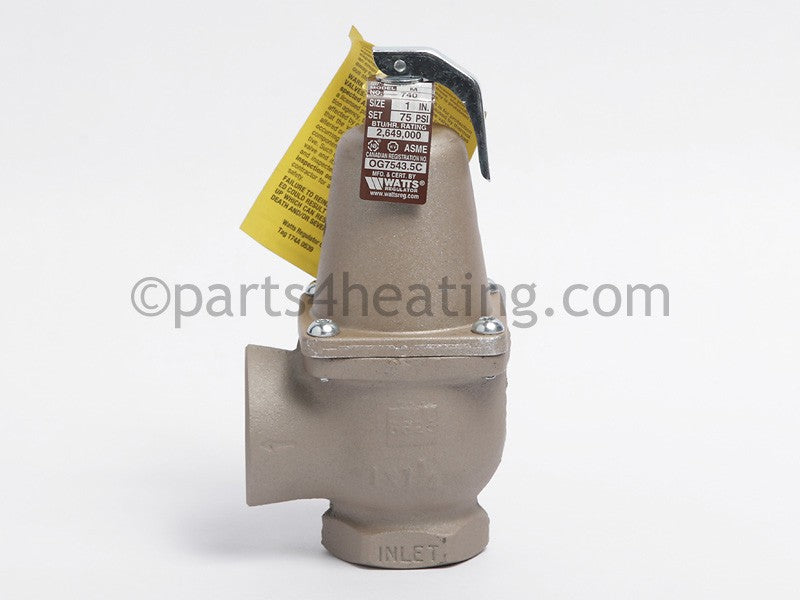 Laars Heating Systems Pressure Relief Valve, 75#, 1 In. X 1-1/4 In. - Part Number: A0002700