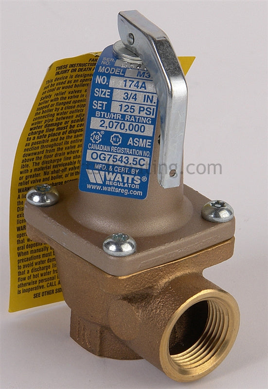 Laars Heating Systems Valve, Pressure Relief, 3/4 Npt, 125 Psi - Std On Vw &amp; Pw &amp; Iw, 1825 - Part Number: A0063500