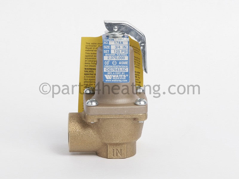 Laars Heating Systems Water Pressure Relief Valve, 3/4M X 3/4F, 125 Psi - Part Number: A0064400