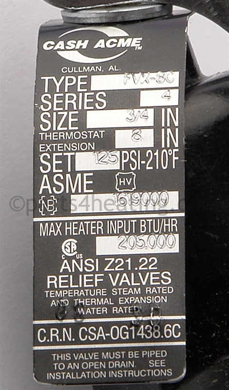 Laars Heating Systems Pressure Relief Valve - Part Number: A2003300